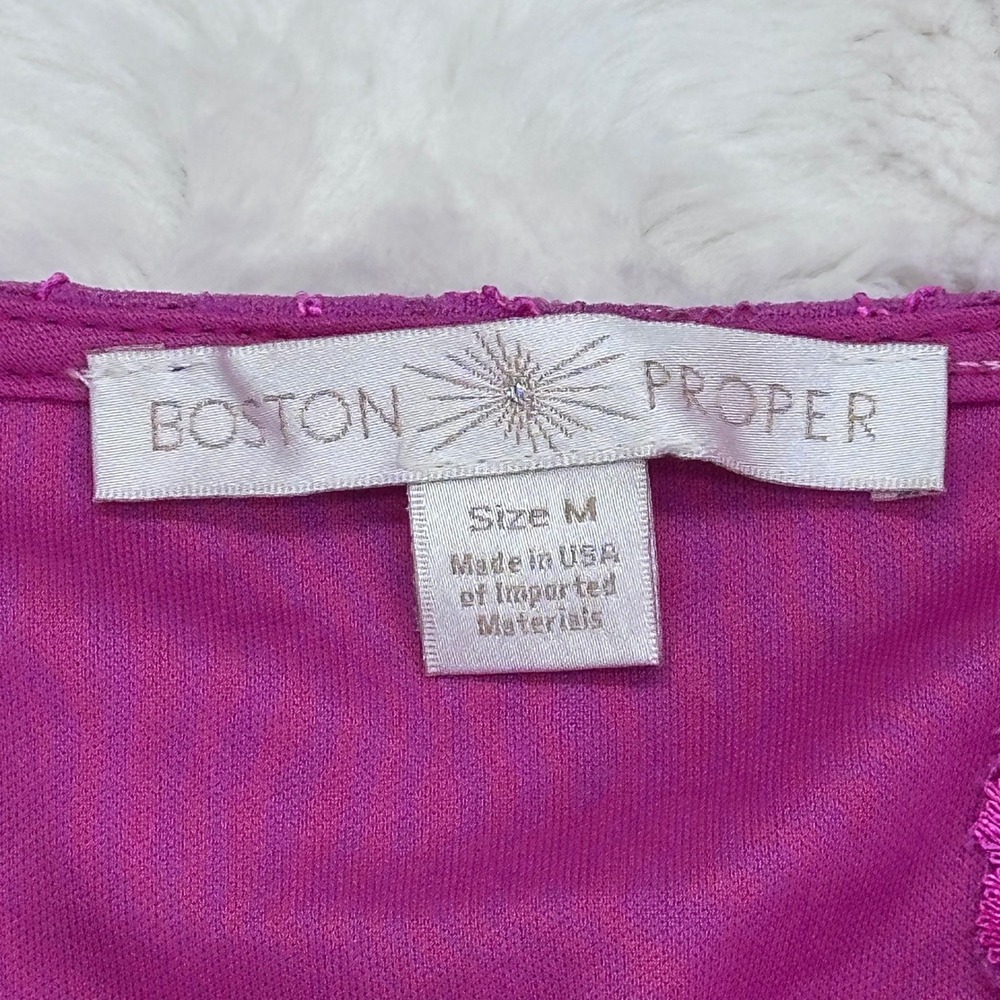 Boston Proper Womens Magenta Floral Lace Wrap Cami Top Ruched Scalloped Size M - Picture 5 of 11